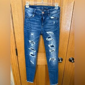 American Eagle Outfitters Ripped Blue Skinny Jeans